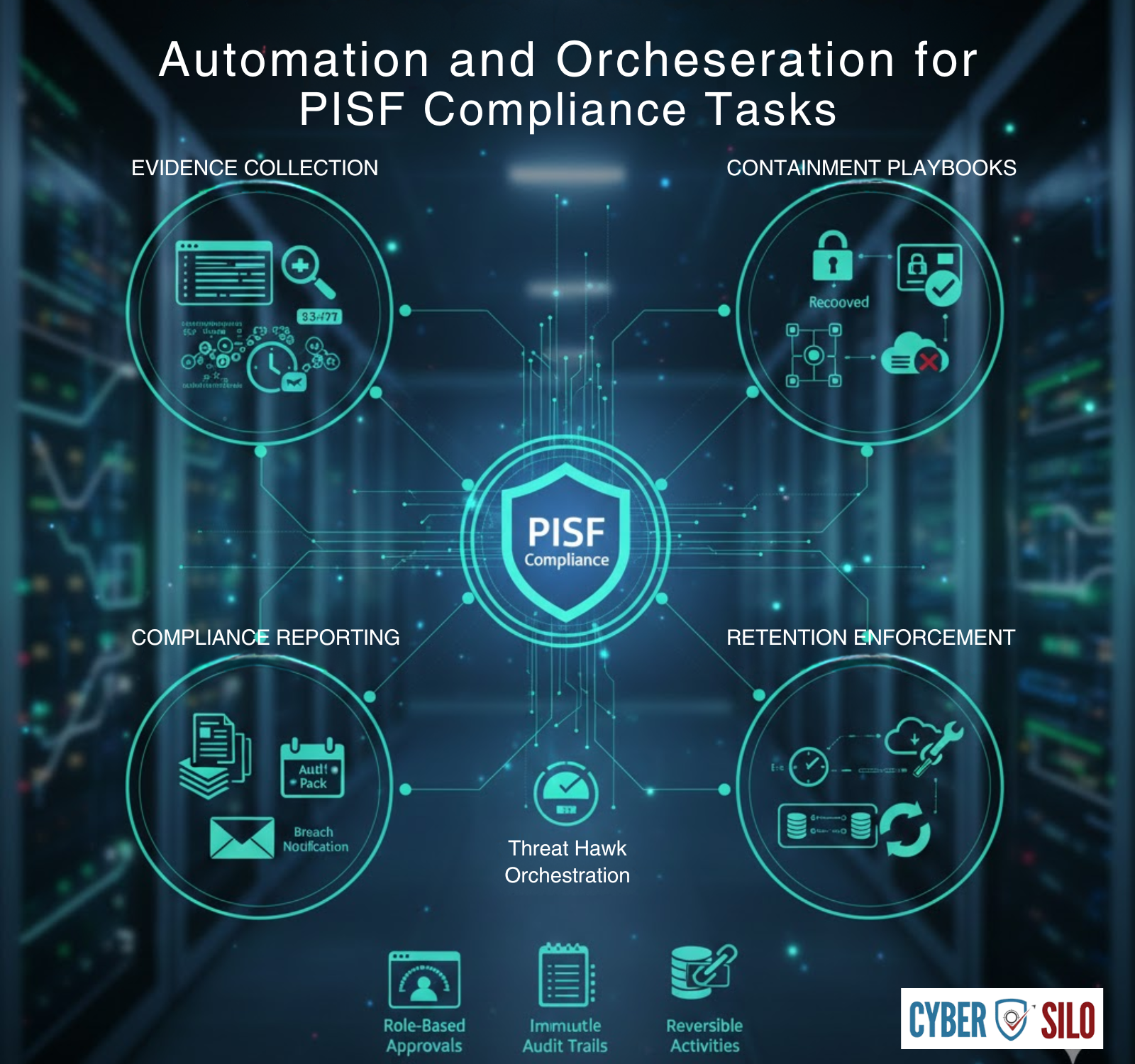 Hybrid SIEM deployment architecture showing on-prem collectors cloud-native nodes and federated indexing for PISF data residency compliance